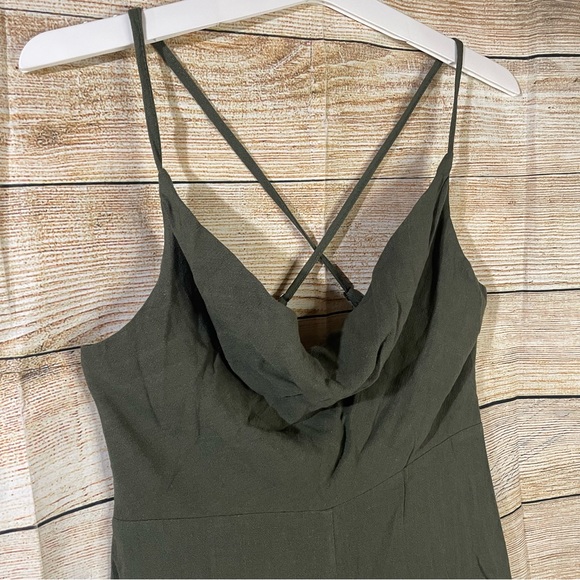 WHO I AM cowl neck relaxed jumpsuit crisscross back olive green Size 10 - Picture 4 of 14